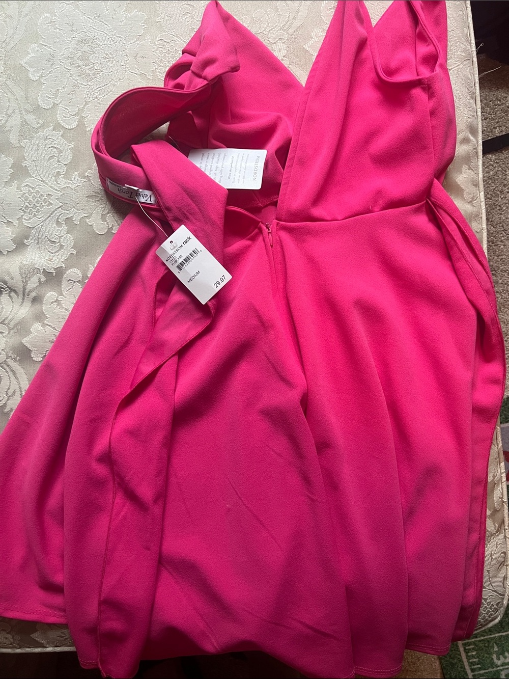 Velvet Torch Hot Pink V-Neck Mini Dress